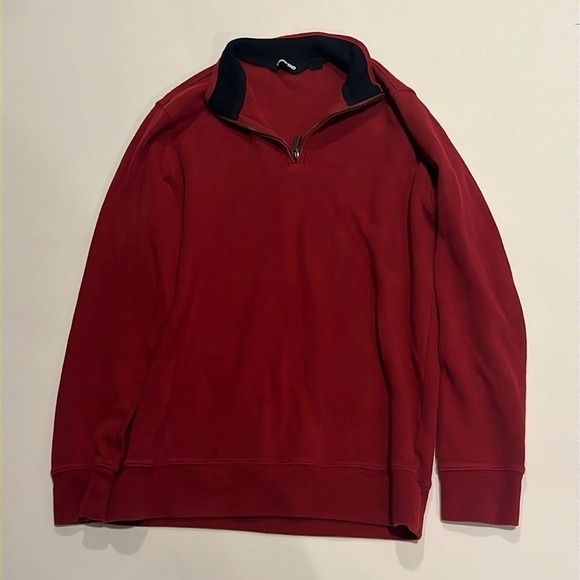 Lands End Quarter zip sweater red mens size Large - Picture 3 of 7